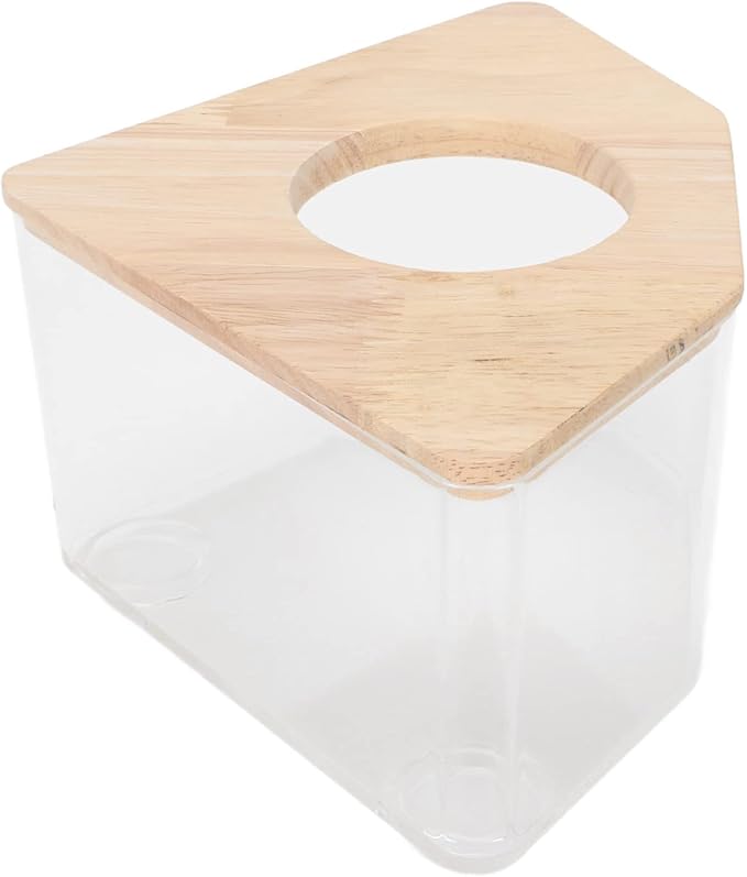 Focket Sand Bath for Hamsters, Transparent Design Hamster Sand Bath Container, Chinchilla Dust with Short Leg Stand Space Saving Right Angle for Dwarf Pets Small Animals