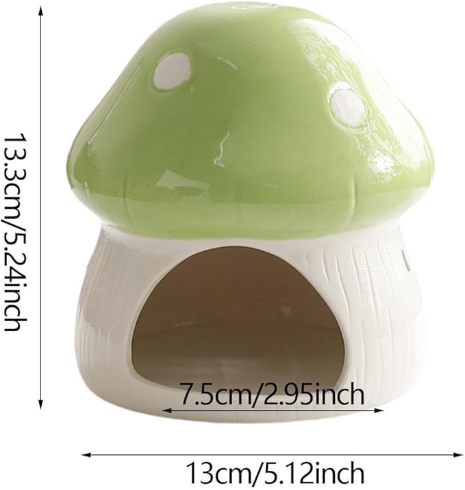 Ceramic Hamster House Guinea Pig Hideout Outdoor Creative Sturdy Habitat Hideaway House for Rats Chipmunk Squirrels, Green