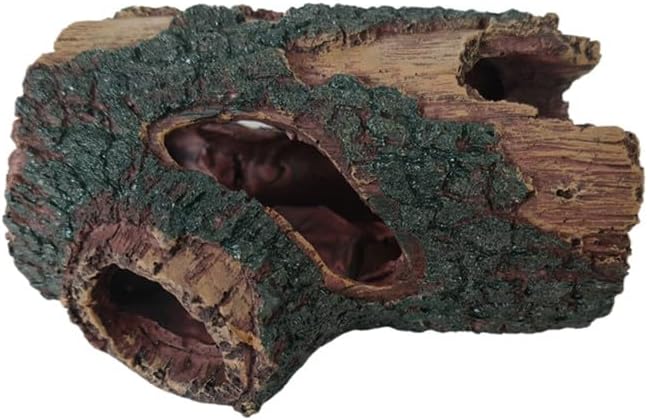 Aquarium Decaying Trunk Ornament, Resin Fake Logs Fish Tank Decor with Holes, 5.3 inch Driftwood Wood Decorations Ornament, Hollow Betta Hideout Reptile Hideaway Caves, Turtle Tree Trunk Hide Cave