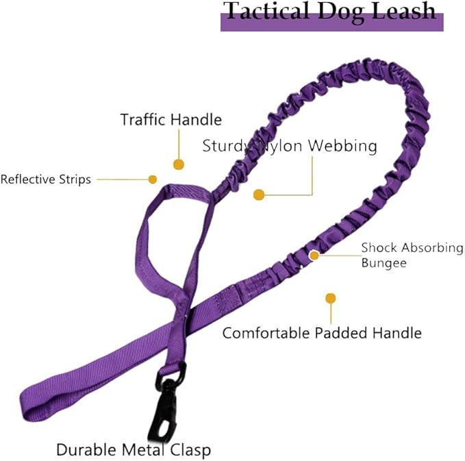 Xqpetlihai Tactical Dog Collar with Airtag Holder Waterproof Airtag Dog Collar with Control Handle and Metal Buckle(DeepPurple，L