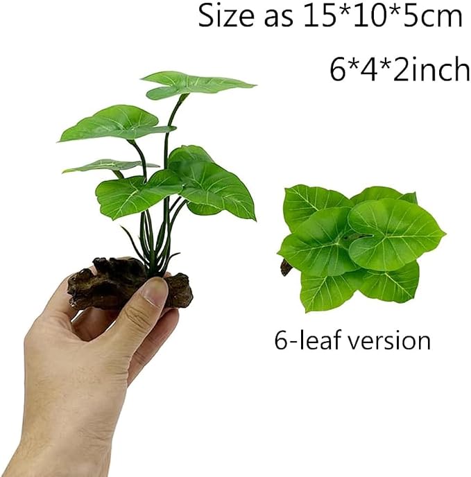 Fish Tank Decor Aquarium Decorations Ornaments Betta Leaf pad Hammock 6inch Plastic Artificial Plant Goldfish Fish Hides Small Tank/Reptiles Plants Driftwood (Green-Type-a/Buddha-Set)
