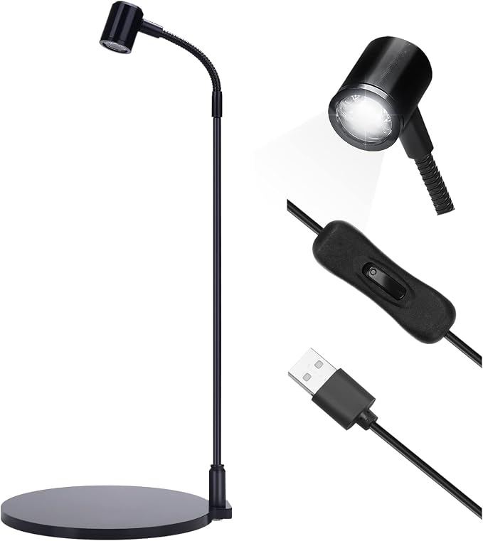 Oltraman LED Aquarium Light, 3W USB Powered Fish Tank Plant Lamp with Black Base Board for 360 Betta Fish Bowl, Potted Plants, Succulents, Miniature Landscape