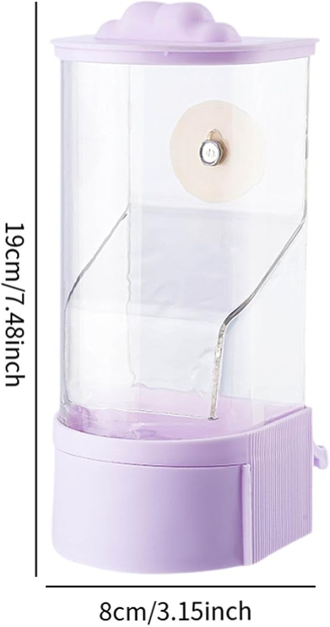 No Mess Bird Feeder,Cage Accessories,Automatic Parrot Feeder Food Container for Cockatiel Parakeet Lovebirds Budgerigar Finch, Purple