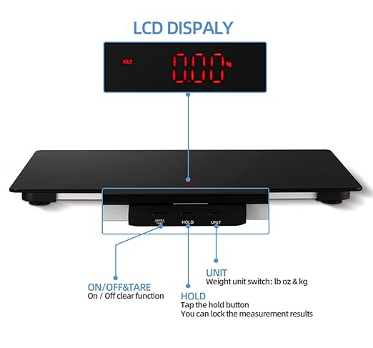 SIKE Large Breed Veterinary Scale, Dog Scale (±10g) Accuracy, Red LED, 36 x 24 inch Tempered Glass Platform with Anti Slip Sticker, Digital Pet Scales