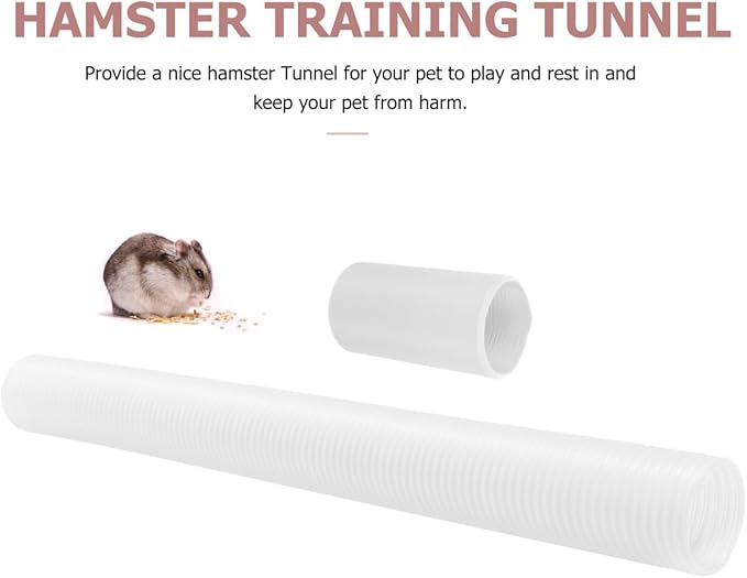 Milisten Expandable Hamster Tunnel - 3.3ft Long Transparent Pet Play Tube for Small Animals | Flexible Exercise Hideout & Interactive Toy for Ferrets, Guinea Pigs, Rats, Gerbils and Mice (Clear White)
