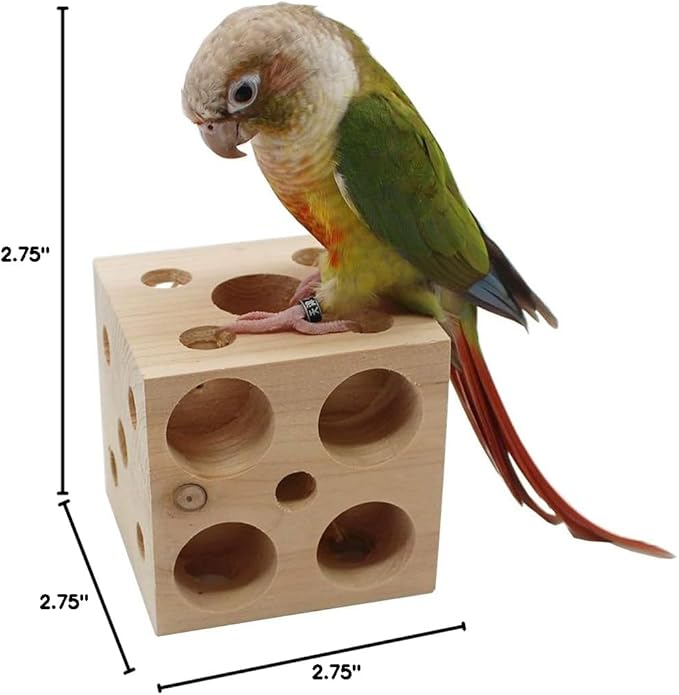 QBLEEV Bird Wooden Block Chew Toy, Parrot Tabletop Puzzle, Small Animal Shredding & Biting Wood Teething Toy for Hamster, Cockatiels, Conures & Budgie