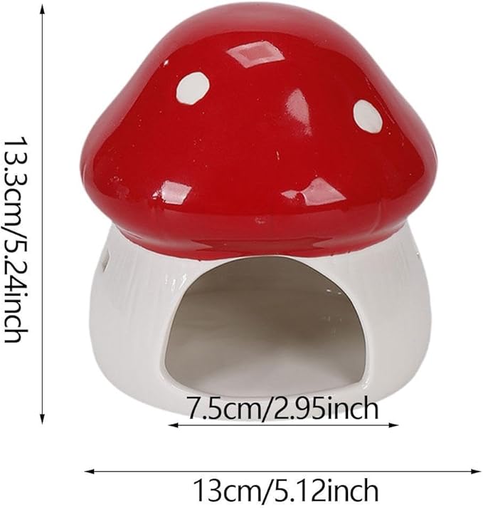 Ceramic Hamster House Guinea Pig Hideout Outdoor Creative Sturdy Habitat Hideaway House for Rats Chipmunk Squirrels, Red