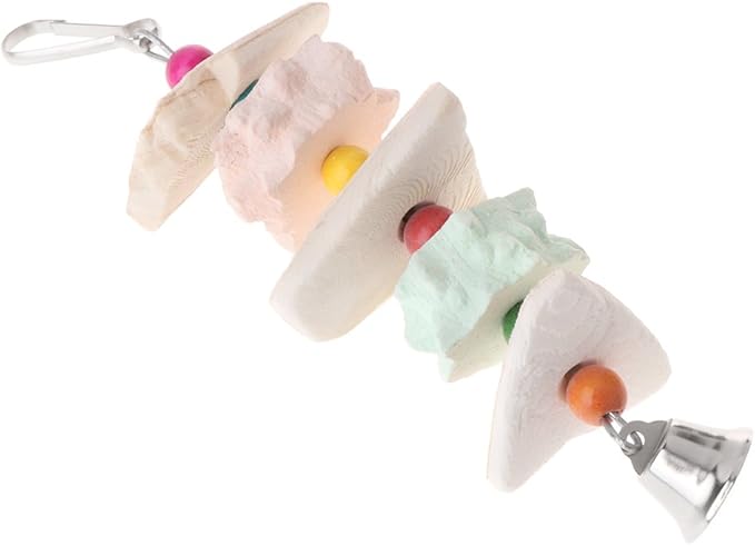 Parrot Chewing Toy, Bird Beak Grinding Stone Bell, Lava Block Calcium Supplement Food African Greys Amazon Conure Eclectus Budgies Parakeet Cockatiel Hamster Chinchilla Rabbit
