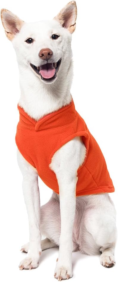 Gooby Fleece Vest Dog Sweater - Pumpkin, X-Large - Warm Pullover Fleece Dog Jacket with O-Ring Leash - Winter Small Dog Sweater Coat - Cold Weather Dog Clothes for Small Dogs Boy or Girl (Pack of 2)
