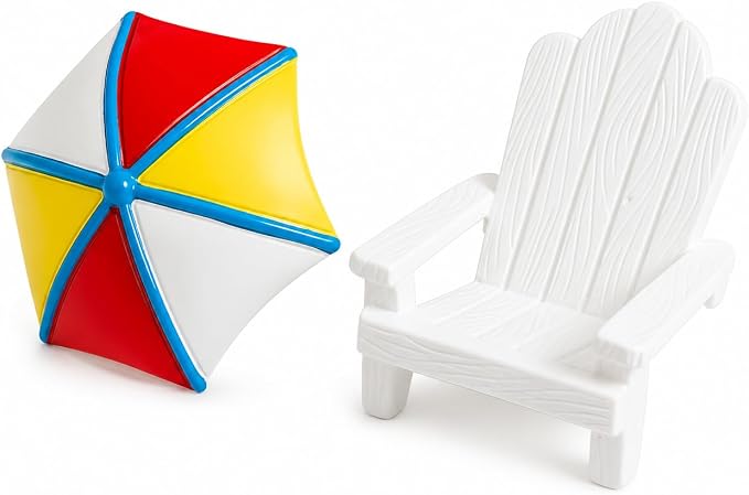 Garneck 2pcs Miniature Mini Beach Chair Furniture Terrariums Decoration Aquarium Ornament Mediterranean Figurines Umbrella Summer Home Accents Decor Mini Desktop Decor Rocking Chair Cute