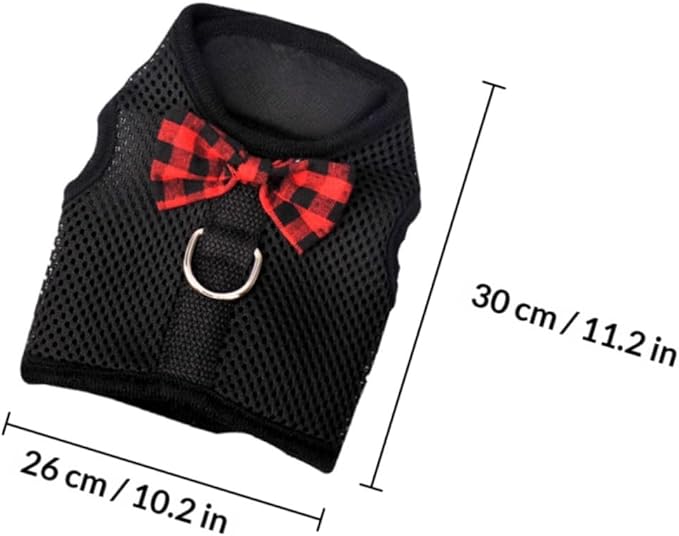 Veemoon Small Pet Mesh Vest Harness with Breathable Chest Strap, Dark Color M Size 30-34cm for Rabbits, Guinea Pigs, and Squirrels—Comfortable No-Pull Pet Harness Set for Small Animals