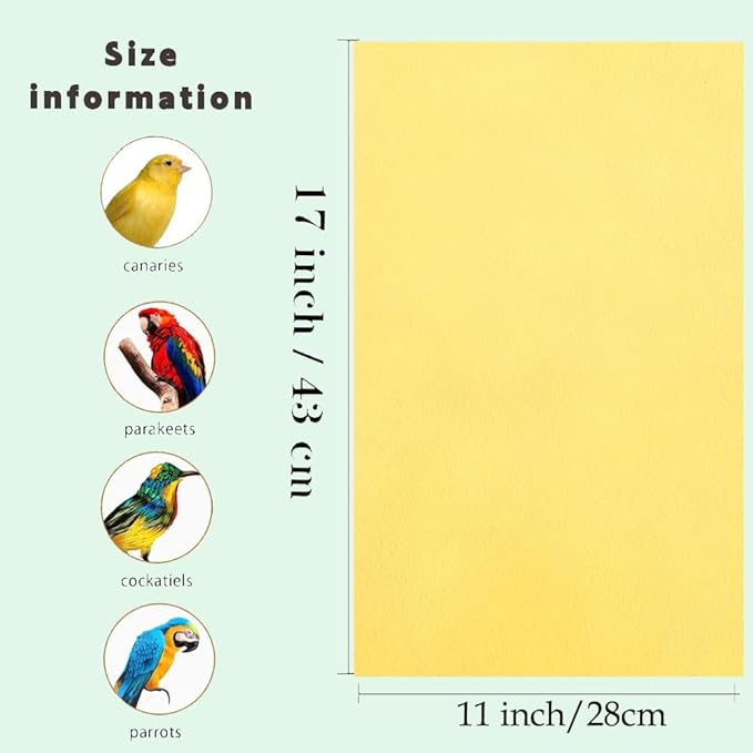 40 Pieces Bird Gravel Liner Paper for Bird Cage 17” x 11” Bird Gravel Paper Bird Sandpaper, Easy Clean Pet Sandpaper, Calcium Paper with Sea Sand for Birds Cockatiels Parrots