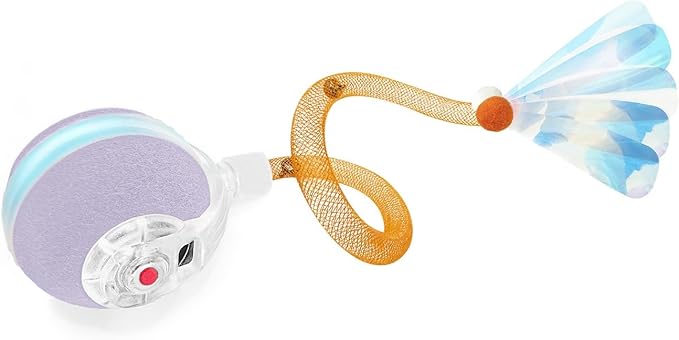 Jkanti Interactive Cat Toys for Indoor Cats,The 3rd Generation Agile Moving Cat Ball with Elastic Mesh Tail,Automatic Kitten Toys for Bored Indoor Cats (Purple)
