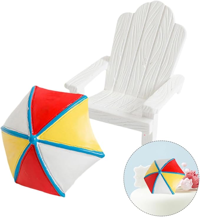 Garneck 2pcs Miniature Mini Beach Chair Furniture Terrariums Decoration Aquarium Ornament Mediterranean Figurines Umbrella Summer Home Accents Decor Mini Desktop Decor Rocking Chair Cute (Pack of 2)