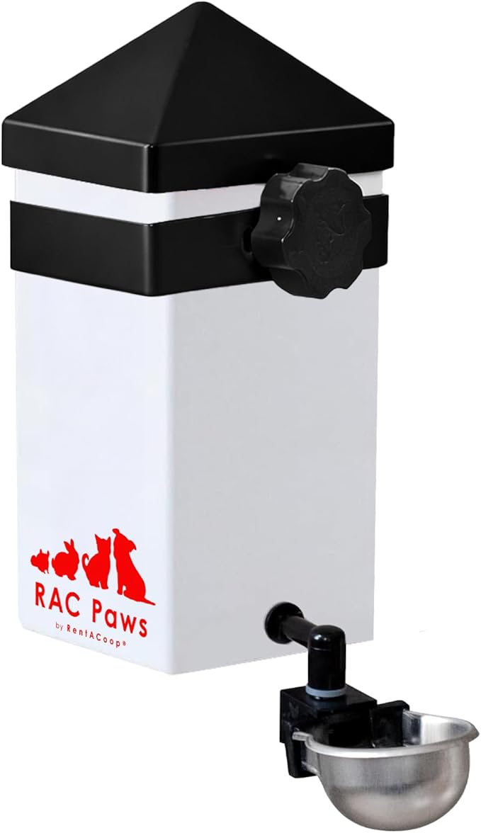 RentACoop No-Drip 32oz Small Animal Drinking Bottle with Auto-Fill Metal Cup for Small Pet/Bunny/Ferret/Hamster/Guinea Pig/Rabbit/Chinchilla/Mouse/Rat. Food Grade Plastic