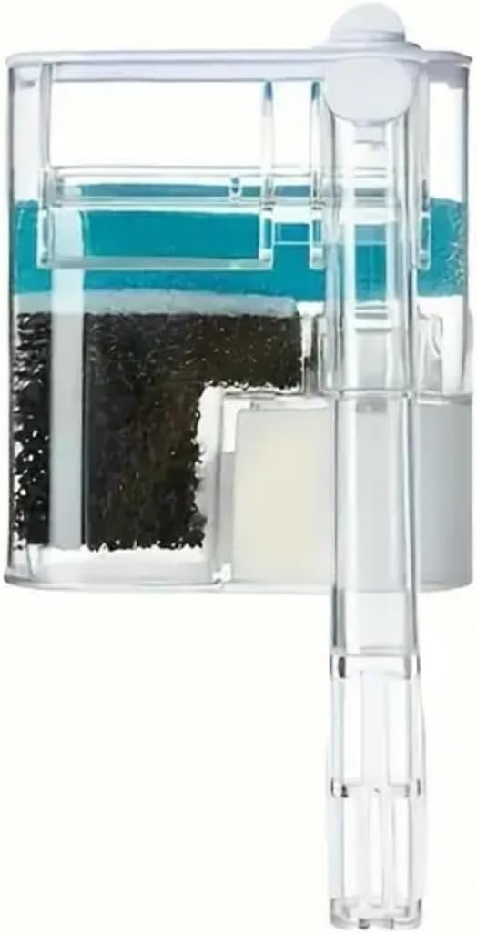 Hang On Back Aquarium Filter for 2–10 Gallon Fish Tank, Ultra Quiet Small Aquarium Filter for Home Use, Adjustable Waterfall Oxygenation, 2.5W USB Powered, Clear Compact Design