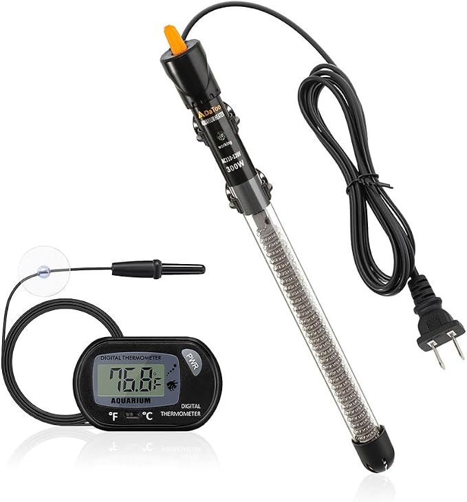 DaToo 300W Adjustable Knob Aquarium Heater Submersible Fish Tank Heater with Digital Thermometer for Saltwater and Freshwater Tanks
