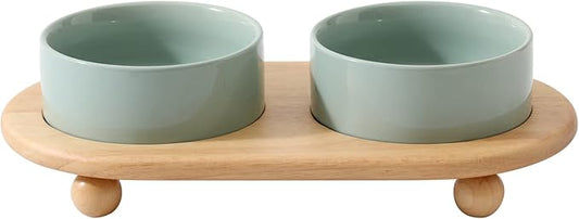 Havniva Raised Cat Water Bowl 5.1” Elevated Ceramic Cat Food and Water Bowl Whisker Friendly Pet Water Bowls for Indoor Cats, Wide Kitten Dish Relieve Whisker Fatigue Non Slip Cat Feeder