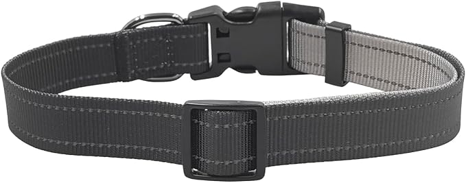 Dog Collar Leash Set, Gradient Color, with Safety Reflective Strips, 5 ft Matching Leash, Neoprene Padded Handle, Adjustable 4 Sizes for Small Medium Large Dogs.(XS, Black Grey)