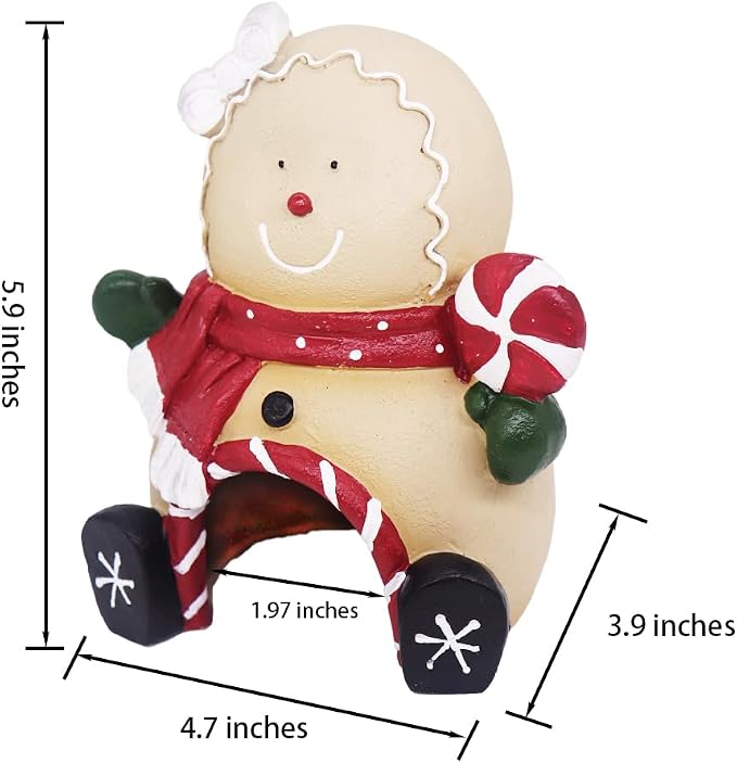 Ulifery Christmas Ornament Gingerbread Man Aquarium Decorations for Betta Hiding in 5-30 Gallon Fish Tank, Khaki and Red