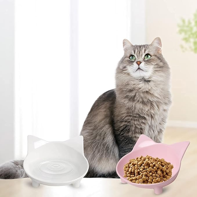 Skrtuan Non-Slip Cat & Dog Food Bowl – Wide, Shallow Pet Dish for Whisker Fatigue Relief, Safe for Puppies & Rabbits