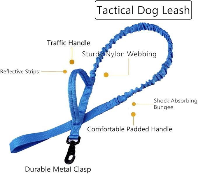Xqpetlihai Tactical Dog Collar and Leash Set Adjustable Military Nylon Dog Collar with Control Handle and Heavy Duty Metal Buckle for Large Dogs （Dark Blue L