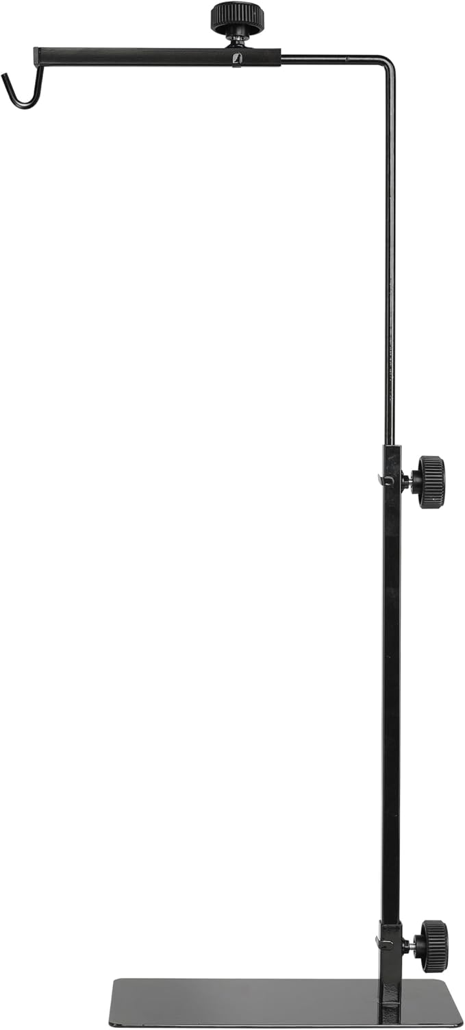 Simple Deluxe Reptile Lamp Stand, Adjustable 16"-32" Floor Light Holder Stand Metal Bracket for Reptile Glass Terrarium Heating Light, M: 32.3 x 11.2 inch, Black