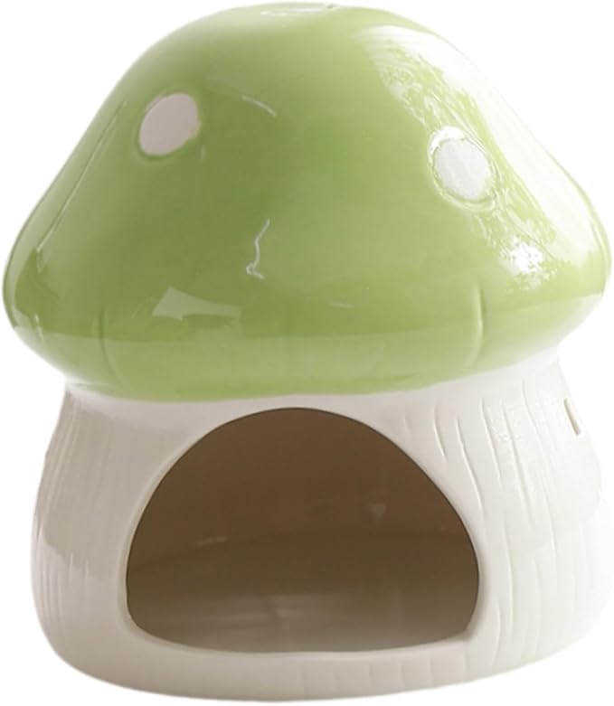 Ceramic Hamster House Guinea Pig Hideout Outdoor Creative Sturdy Habitat Hideaway House for Rats Chipmunk Squirrels, Green