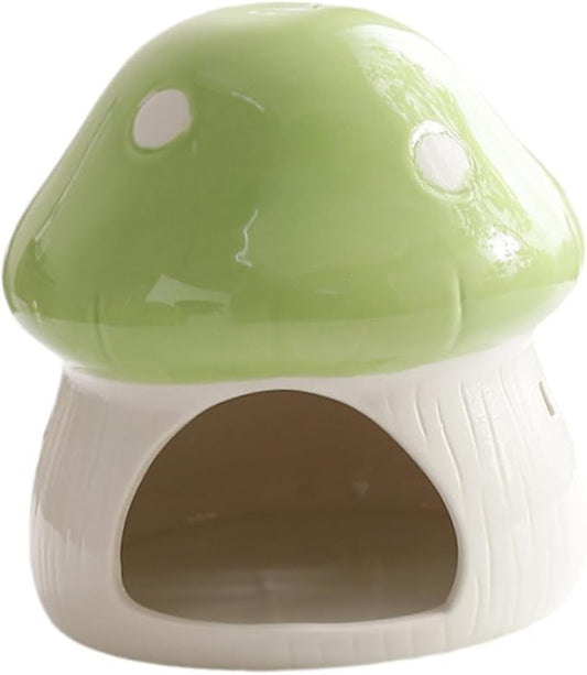 Ceramic Hamster House Guinea Pig Hideout Outdoor Creative Sturdy Habitat Hideaway House for Rats Chipmunk Squirrels, Green