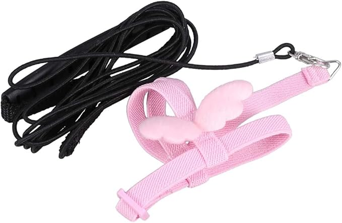 Birds Adjustable Harness and Leash, Parrot Outdoor Flying Training Traction Rope Straps with Cute Wing for Small Animal, Parrots, Pigeons, Bird Flight Vest, Pet Training Leash(Pink,S)