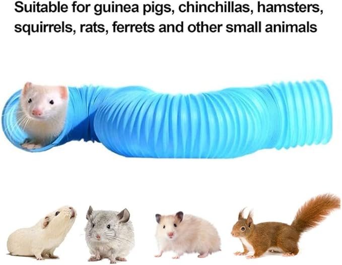 Collapsible Pet Tunnel, 2 PCS Hamster Fun Plastic Tunnels, Foldable Hideaway Exercising Training Tube Toys for Dwarf Hamster, Guinea Pig, Gerbil, Mouse, Rat and Ferrets