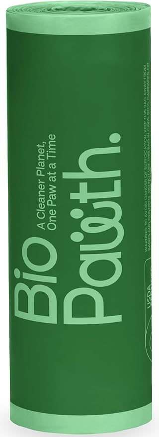 Dog Poop Bags, USDA Certified Biobased Product (42%), Extra Thick & Leak-Proof, Unscented, Single Roll Pet Waste Bag for Dogs & Cats, 300 Count