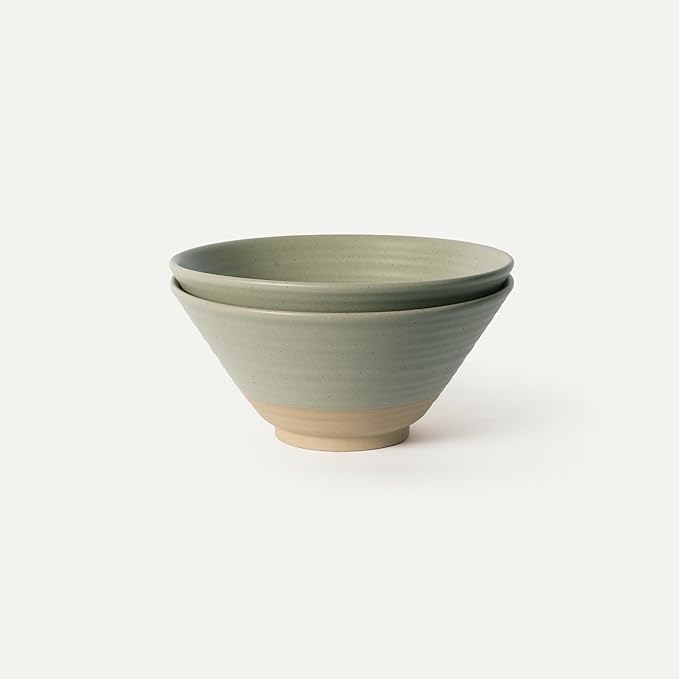 MORA Ceramic Ramen Bowl Set of 2, 45oz - Great for Pho, Miso Udon Soup, Instant Noodles, Serving, Thai or Asian Food - Microwave Safe Large Japanese Noodle Bowls, Modern Kitchen - Thyme
