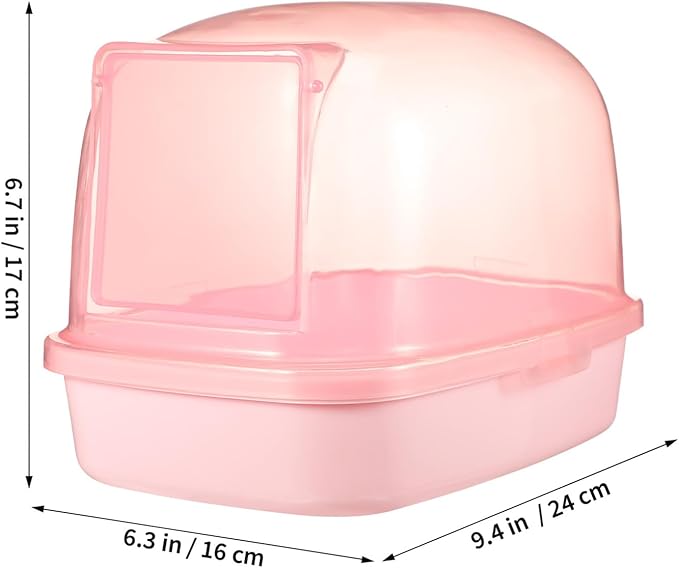 UKCOCO Hamster Sand Bath Container, Small Pet Bathtub, Plastic Dust Bath House for Chinchilla, Hedgehog, Squirrel, Guinea Pig, Indoor Use, Pink, 9.05 x 6.29 x 6.69 Inches