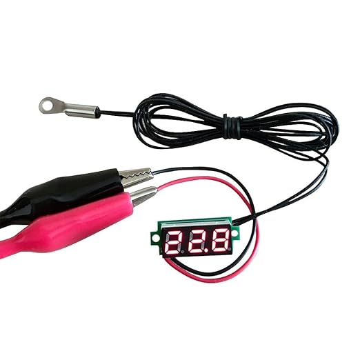 Digital Thermometer, -50°C to 210°C High Temperature Meterwith NTC Waterproof Probe, Red LED Display High Precision Sensor for Aquarium Fridge Industrial DIY