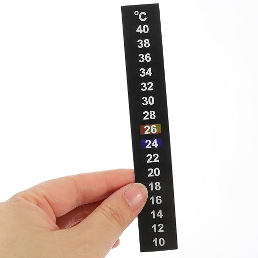 Stick on Thermometer Strip Aquarium Temperature Sticker with Color Changing LCD Display 10-40 Easy Read Adhesive Temperature Indicator for Fish Tanks 10 Pack