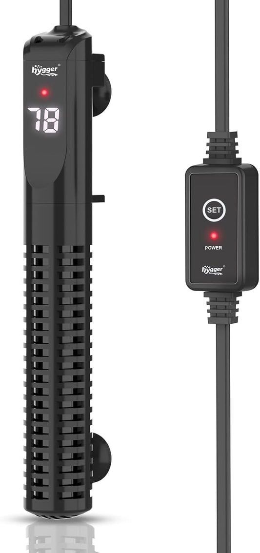hygger Ceramic Submersible Aquarium Heater, New Explosion-Proof Fish Tank Water Heater with External Temp Controller Auto Thermostat Heater for Saltwater Freshwater (500W for 60~120 Gallon)