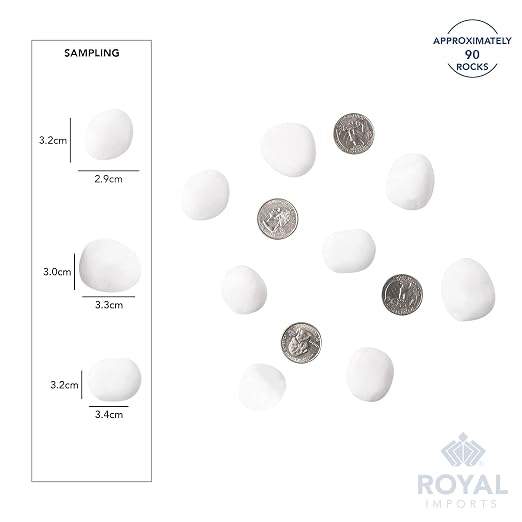 Royal Imports River Rocks, Aquarium Gravel – White 1"- 1.5" - 5 lbs | Decorative Ornamental Vase Filler Pebbles for Potted Plants, Terrariums, Vases, Succulents, Fish Tank Gravel, DIY & Crafting