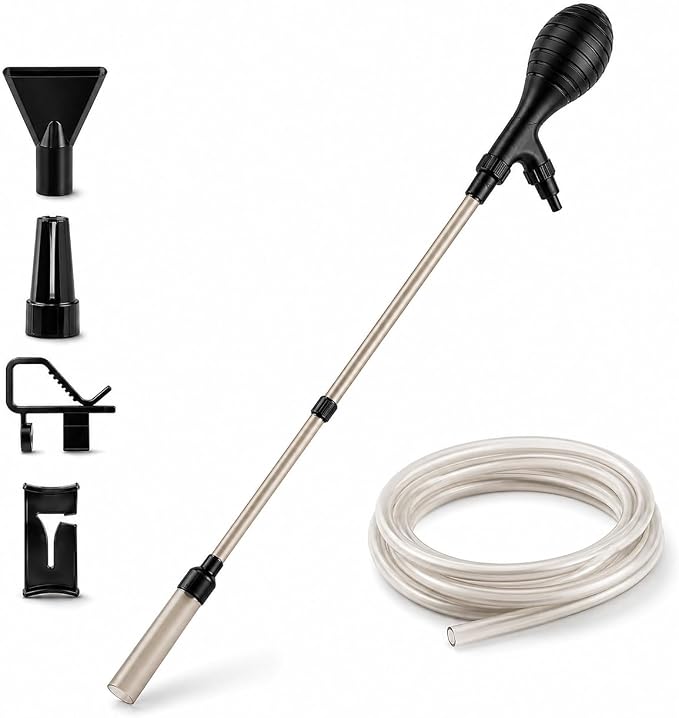 Small Fish Aquarium Gravel Cleaner Kit - Manual 80GPH Strong Suction Gravel Vacuum for Aquarium, Water Changer, Sand Washer, Glass Cleaner & Waste Remover for 5-80 Gallon Tanks, 200cm Hose