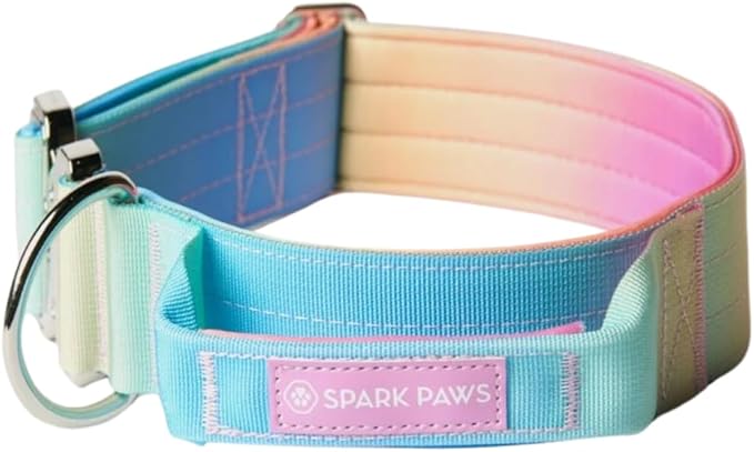 Spark Paws Tactical Dog Collar with Handle - Premium Quality Collar, Robust and Durable Design for Large, Strong Breeds - Pitbulls, Labradors, GSD - Pastel Icing - S - 1.5"