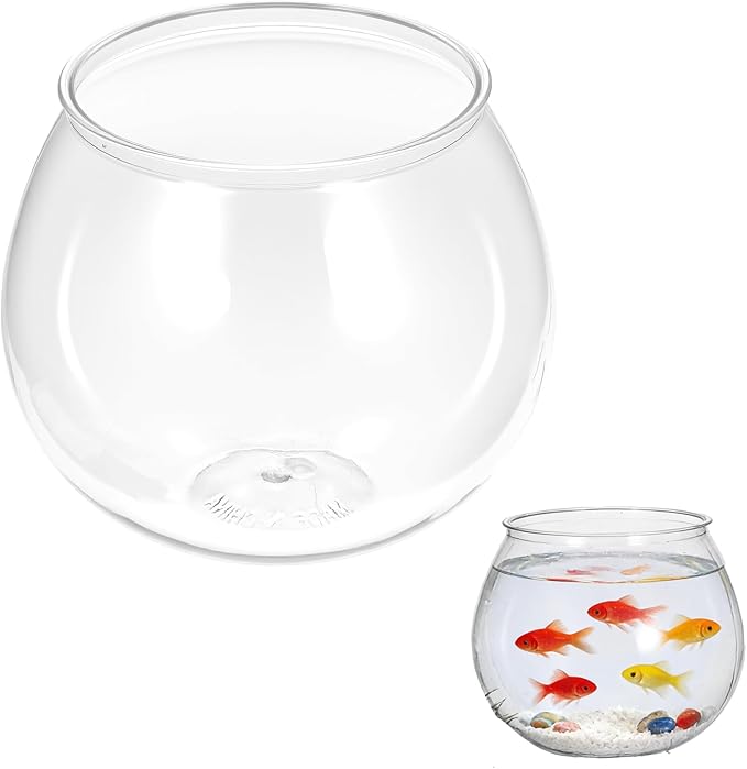 SynHHergyx Plastic Fish Bowl 30 oz Decorative Small Mini Fishbowl Round Plastic Aquarium Fish Bowls Unbreakable Heavy Duty Bowl for Centerpiece Vases, Party Decorations, Pack of 1