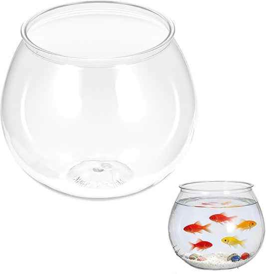 SynHHergyx Plastic Fish Bowl 30 oz Decorative Small Mini Fishbowl Round Plastic Aquarium Fish Bowls Unbreakable Heavy Duty Bowl for Centerpiece Vases, Party Decorations, Pack of 1