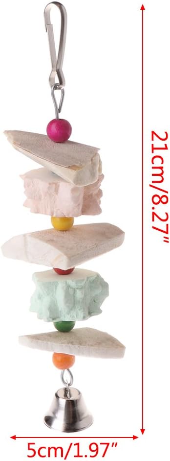 Parrot Chewing Toy, Bird Beak Grinding Stone Bell, Lava Block Calcium Supplement Food African Greys Amazon Conure Eclectus Budgies Parakeet Cockatiel Hamster Chinchilla Rabbit