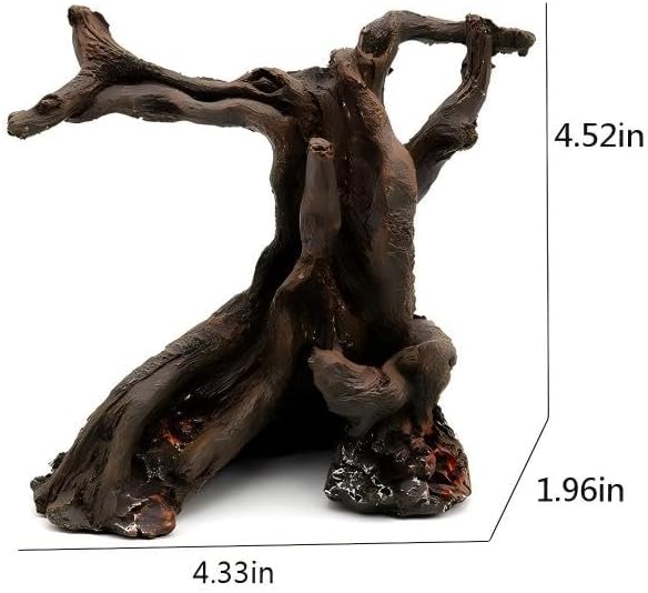 Aquarium Driftwood Tree Root Decoration, Fish Tank Landscaping, Brown, Aquarium Ornaments, 4.33x4.52x1.96 inches