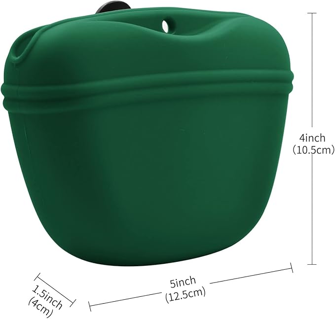 AUDWUD Silicone Dog Treat Pouch,with Dog Training Clicker,Clip on Portable Training Container,Convenient Magnetic Buckle Closing and Upgraded Waist Clip for Enhanced Stability