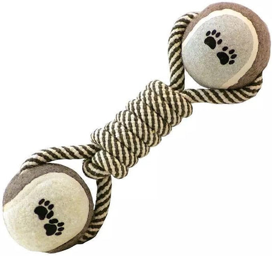 Dog Rope Chew Toy with Tennis Balls – Durable Dental Tug Toy for Puppies & Small to Large Dogs