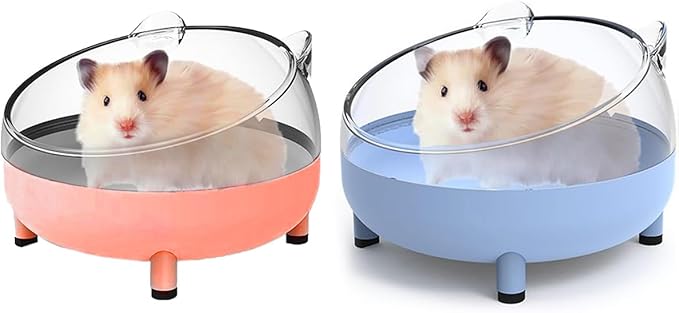 Meow&Woof 2 Hamster Sand Bath Container, Large Sandbox Toilet Gerbil Batheoom, Tiny Chinchilla Dust Bathtub Sand Bath Box for Hamster Cage Accessories 6.5 Inch 2 Pack Set