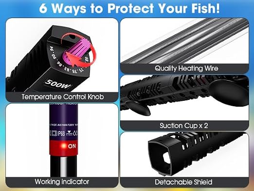 MQ Submersible Aquarium Heater Auto Thermostat, 200W Fish Tank Heater for 15 to 40 Gallon with LCD Digital Aquarium Thermometer, Shatter-Proof and Blast-Proof