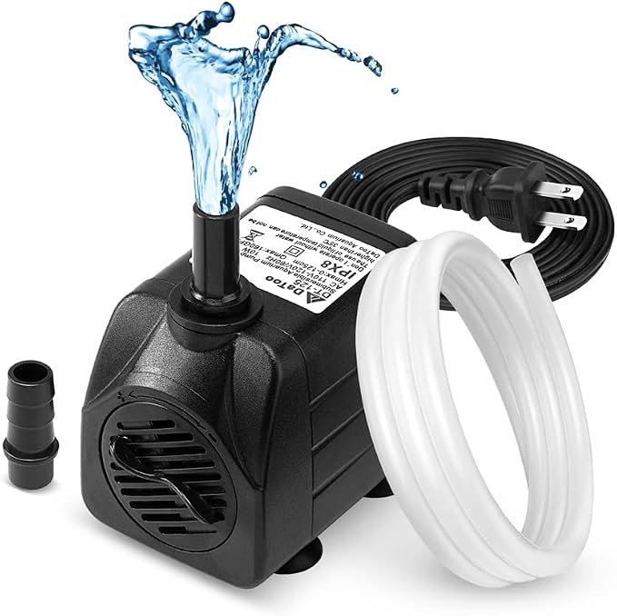 DaToo 160GPH 10W Submersible Water Pump Fountain Pump Ultra Quiet For Aquariums Fish Tank Pond Fountain Statuary Water Feature Hydroponics