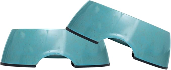 Country Living Set of 2 Teal Blue Bamboo Dog Bowls (16oz) – Naturally Sourced Bamboo Design, Non-Toxic, Durable, Dishwasher & Microwave Safe and Pet-Safe Feeding Dish, Ideal for Small to Medium Dogs
